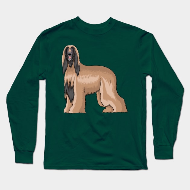 Afghan hound dog cartoon illustration Long Sleeve T-Shirt by Cartoons of fun